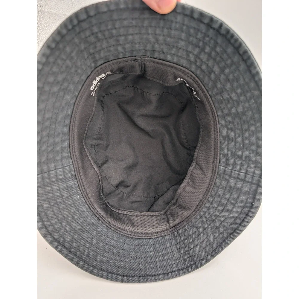 Adidas Aeroready Washed Black Cotton Twill Bucket Hat Embroidered Logo Men Women